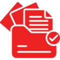 Red documents with a checkmark symbol.
